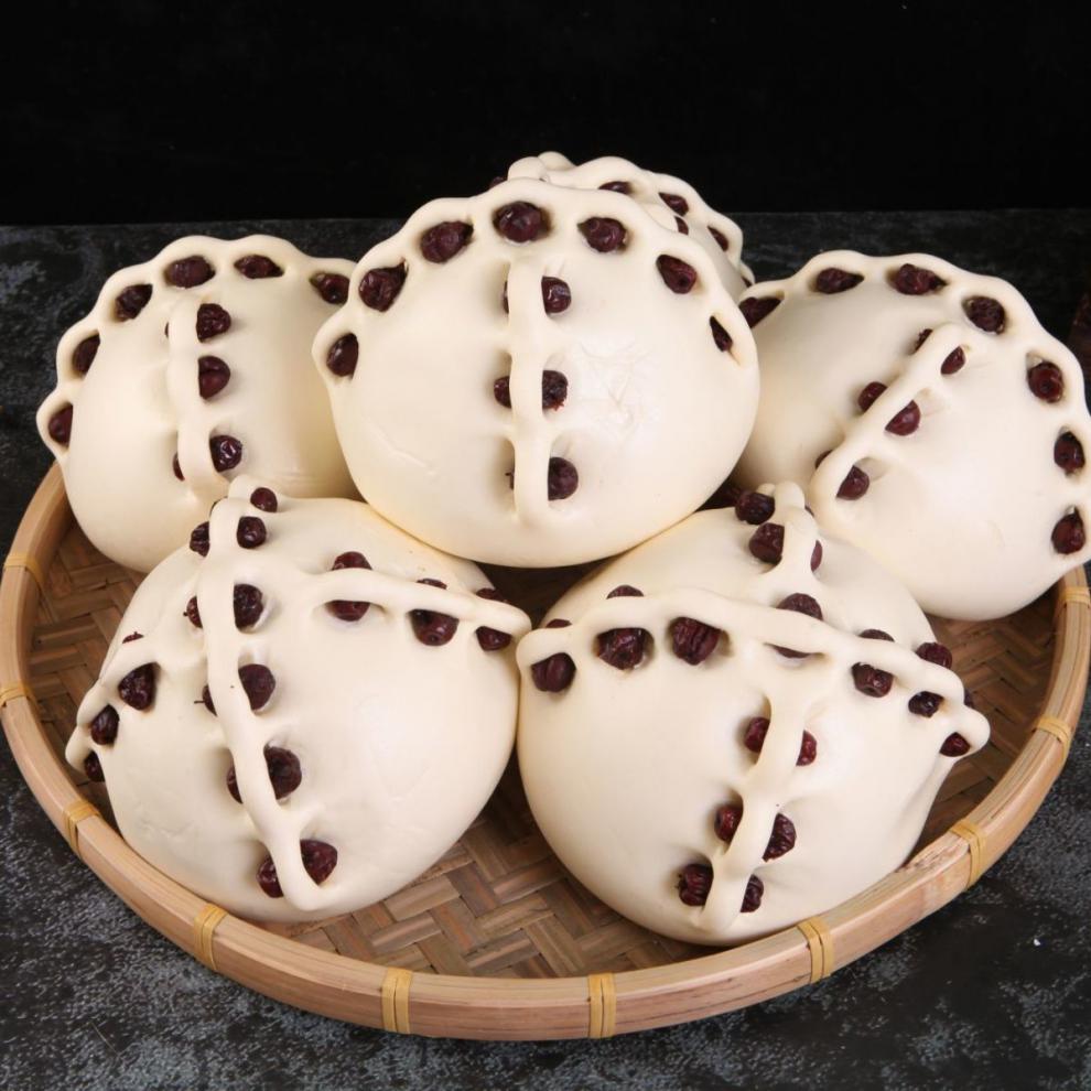 胶东红枣花饽饽山东特产花样大馒头正宗手工老面馍批发回弹解压大枣