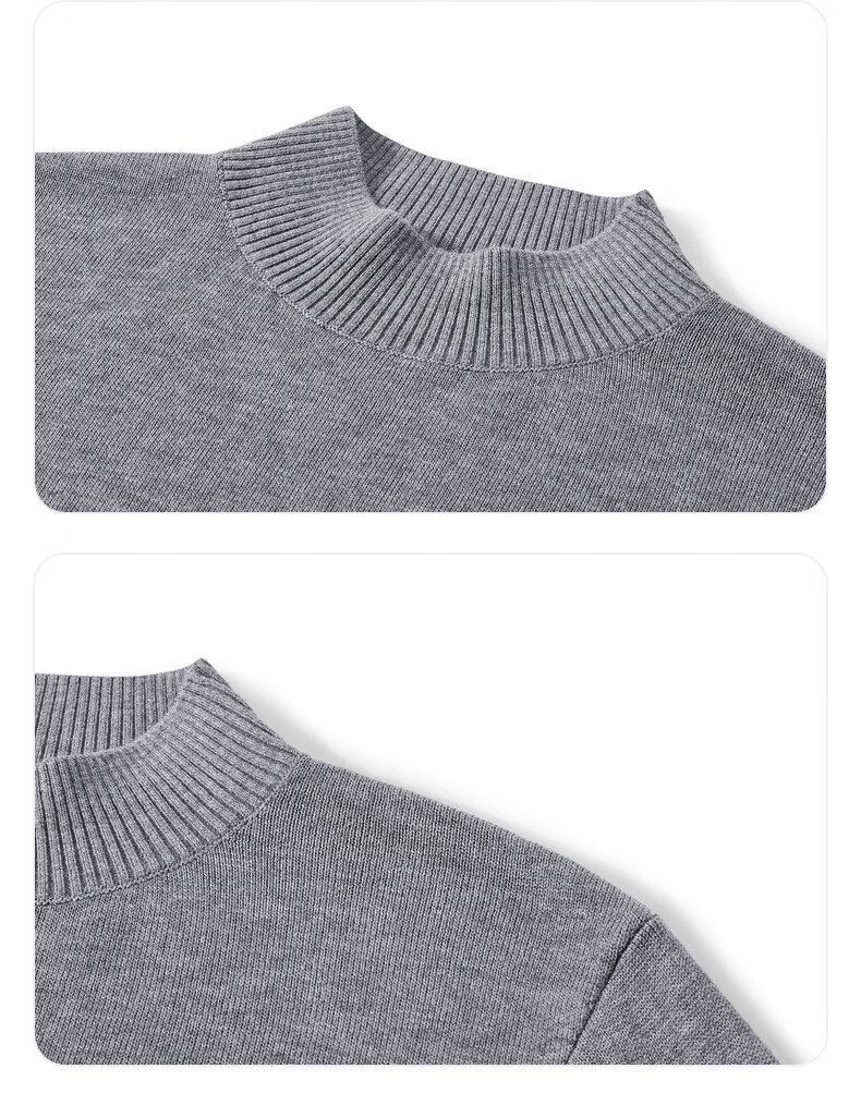 GXG Men's Clothing with Wool, Semi-Bottom Knit Sweater for Men, New Autumn/winter 2024 Product, Flax Gray, Size 165/S 5