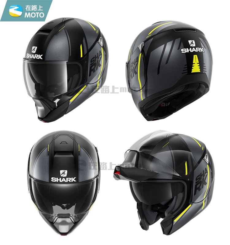 2022新款鲨鱼头盔鲨鱼sharkevojet复古摩托车男女骑士双镜片翻转揭面