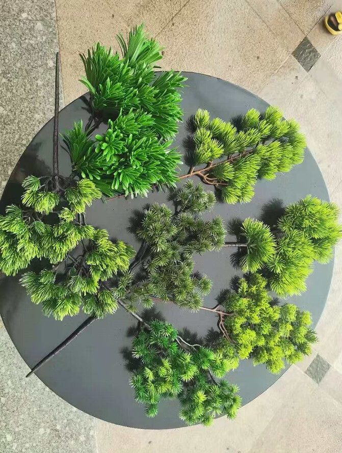 仿真松树枝迎客松假花松针叶圣诞松枝叶子罗汉松塑料松树叶美人松 大