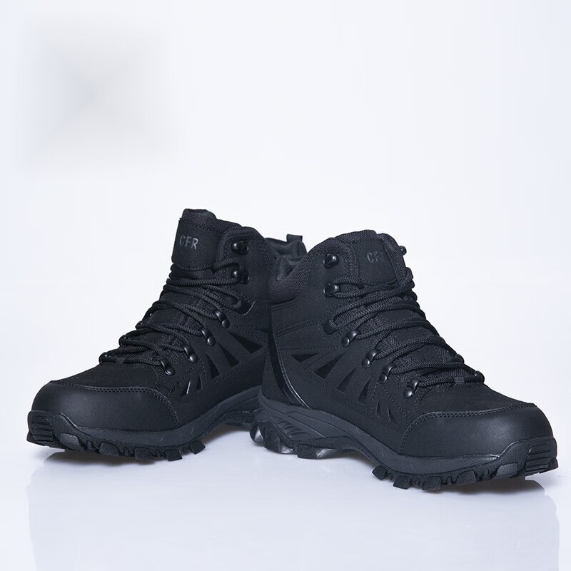 狼覃 际华21轻便防寒靴男警黑21棉鞋冬季中帮登山鞋加厚抓绒保暖作训