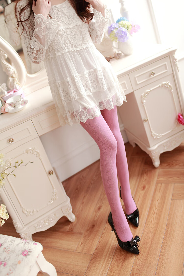春夏季性感洛丽塔蕾丝袜连裤袜女雕花网袜镂空薄款打底lolita袜子
