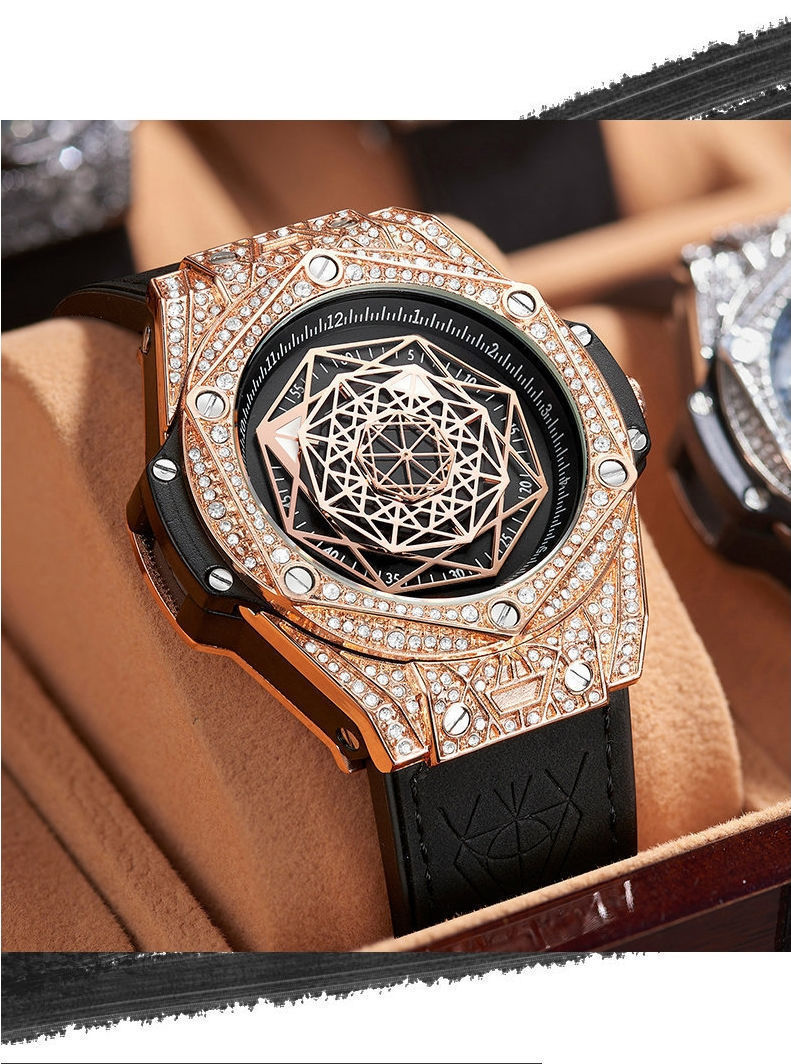 刺青宇博大爆炸手表男士学生潮流防水女情侣进口机芯时尚 (机芯)玫瑰