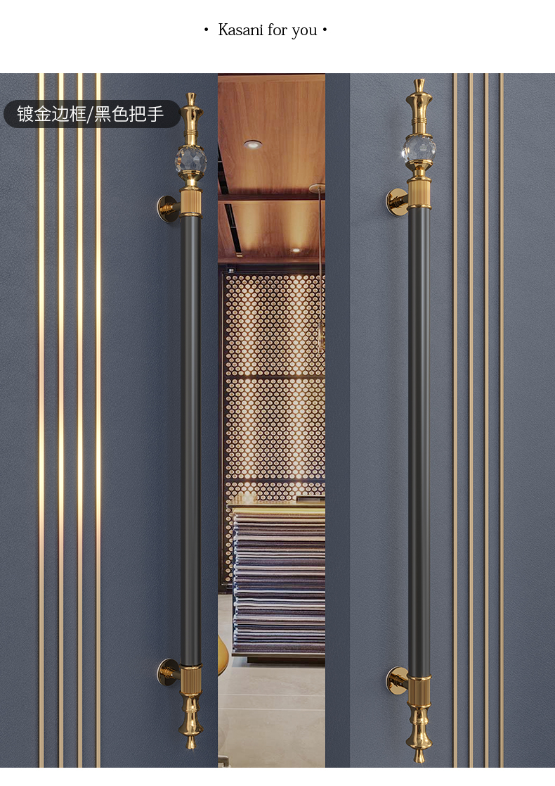 欧式大拉手水晶不锈钢玻璃门拉手实木门把手极简加厚大门拉手玉石水晶