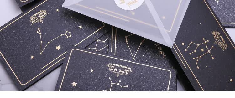 创意十二星座折叠生日节日祝福可写字的空白贺卡带信封 (大号)金牛座