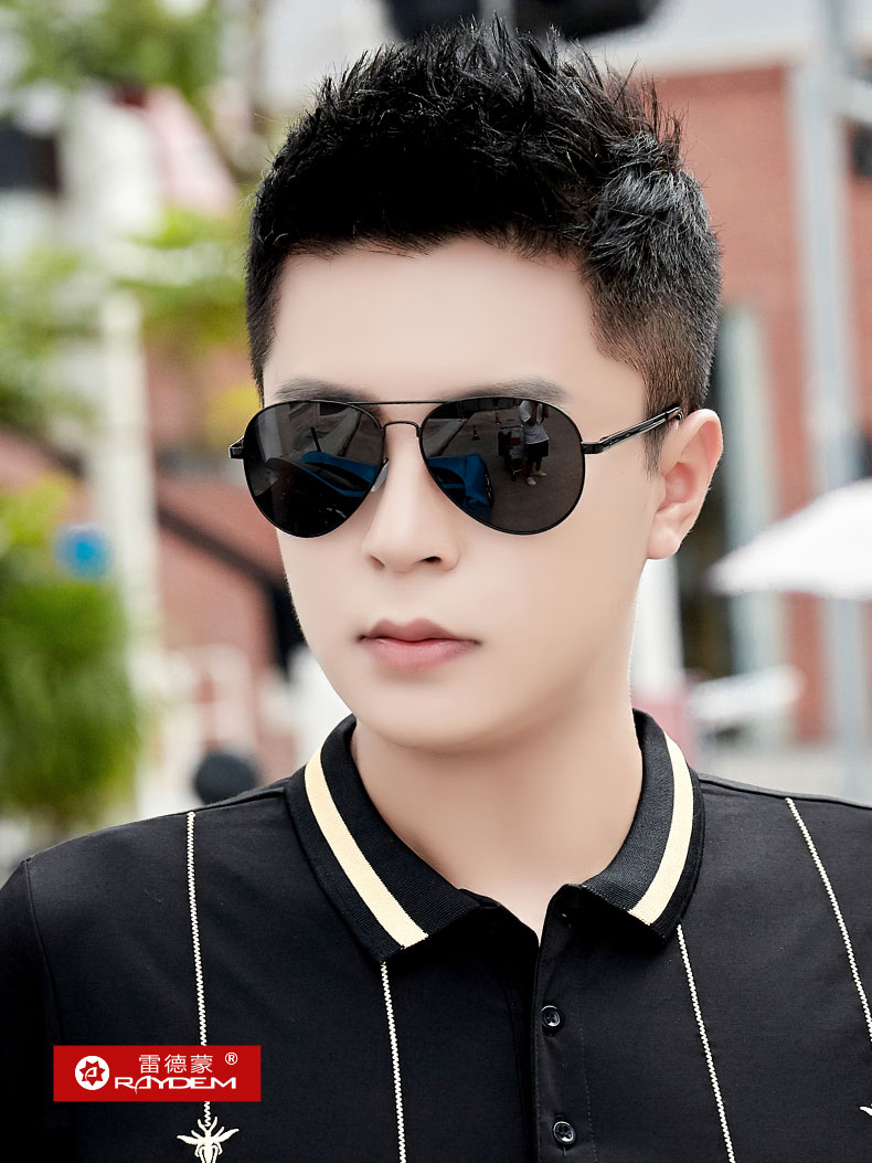 雷德蒙眼镜开车专用偏光太阳镜男士墨镜潮男款驾驶眼镜防防晒 银色框