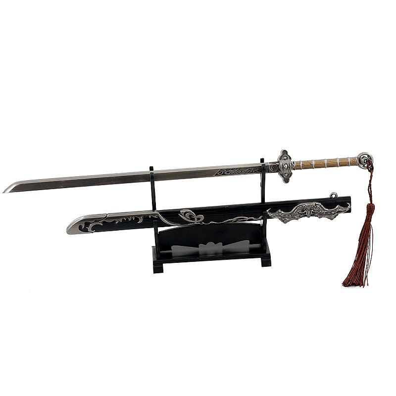 古代名剑唐横刀大号中国汉剑金属带鞘兵器武器模型摆件挂件智宙17cm汉