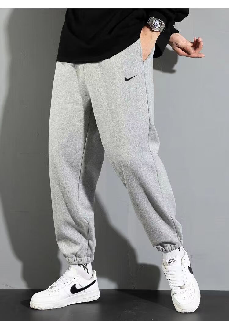 耐克nikeaj裤子男束脚卫裤秋冬韩版纯棉宽松灰色运动裤男士美式新品