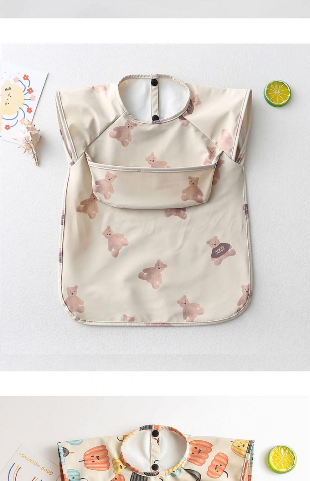 婴儿辅食罩衣韩系宝宝防水罩衣吃饭围兜夏款无袖婴儿反穿衣吃辅食防脏