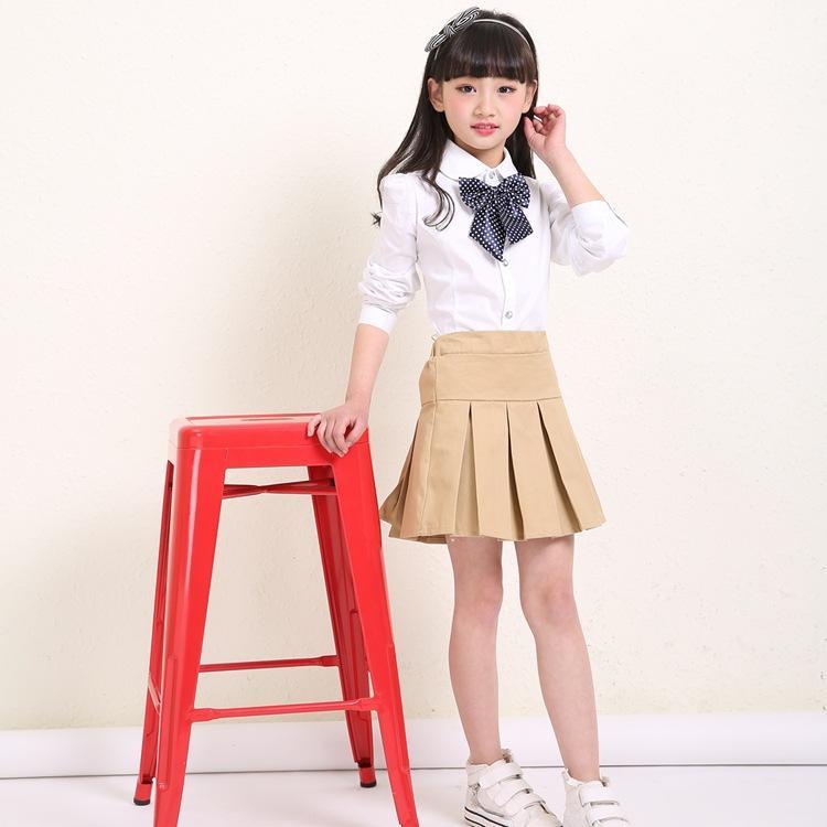 小学生校服裙半身裙白黑色夏季白色半身裙带安全裤全松紧腰130码身高