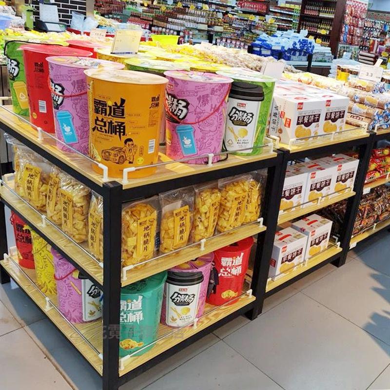 促销台展示架橱窗展示架超市堆头货架食用粮油钢木三层牛奶堆饮料促销