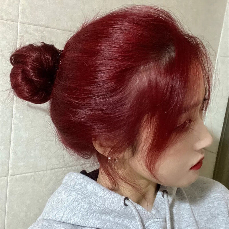 网红海王红染发剂显白无需褪色植物媚拉红酒红复古红自己在家染头发膏