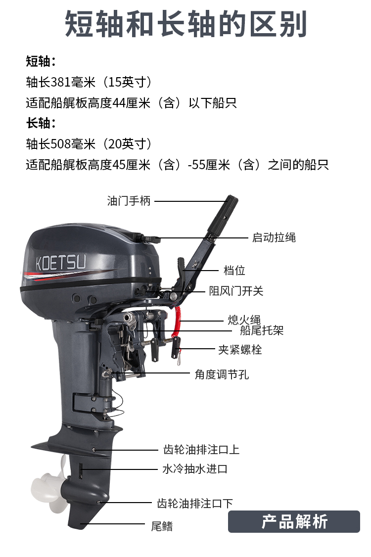 koetsu科特苏船外机两冲程舷外机四冲程汽油机船挂桨机船用发动机两