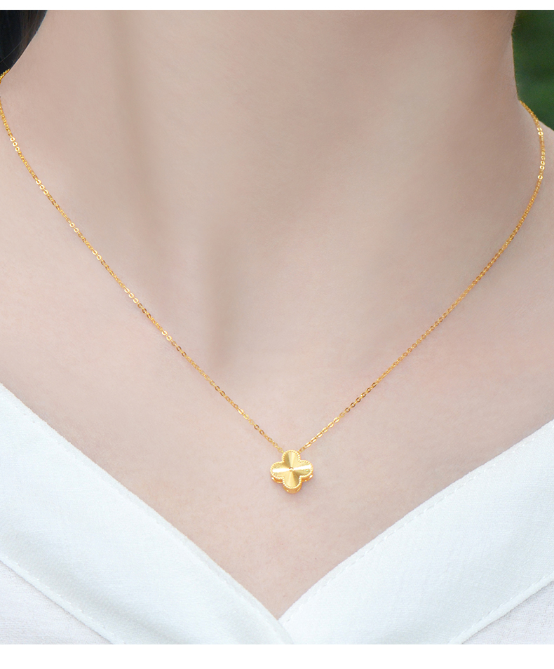 18k金项链女彩金黄金项链au750锁骨链金吊坠套链2022年新款 18k金套链
