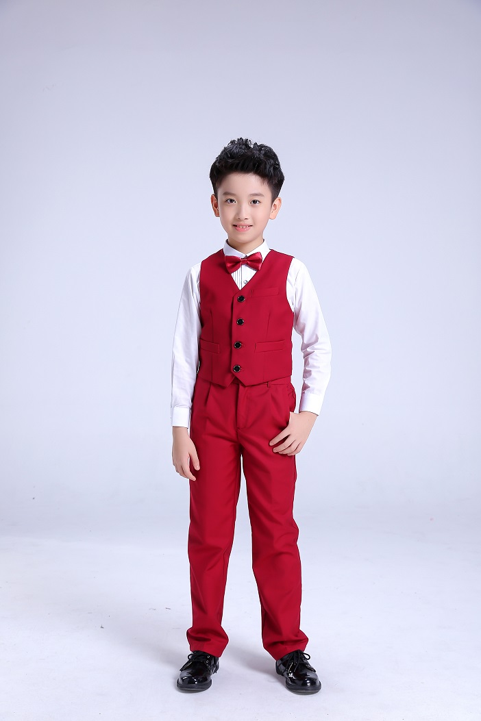 男合唱团演出服装初中生小学生诗歌朗诵比赛大合唱服表演服装 男红色