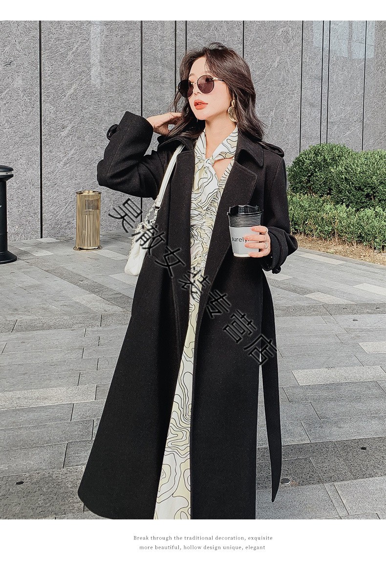 双面呢大衣女2019秋新款韩版时尚过膝呢大衣中长款小个子毛呢外套女j