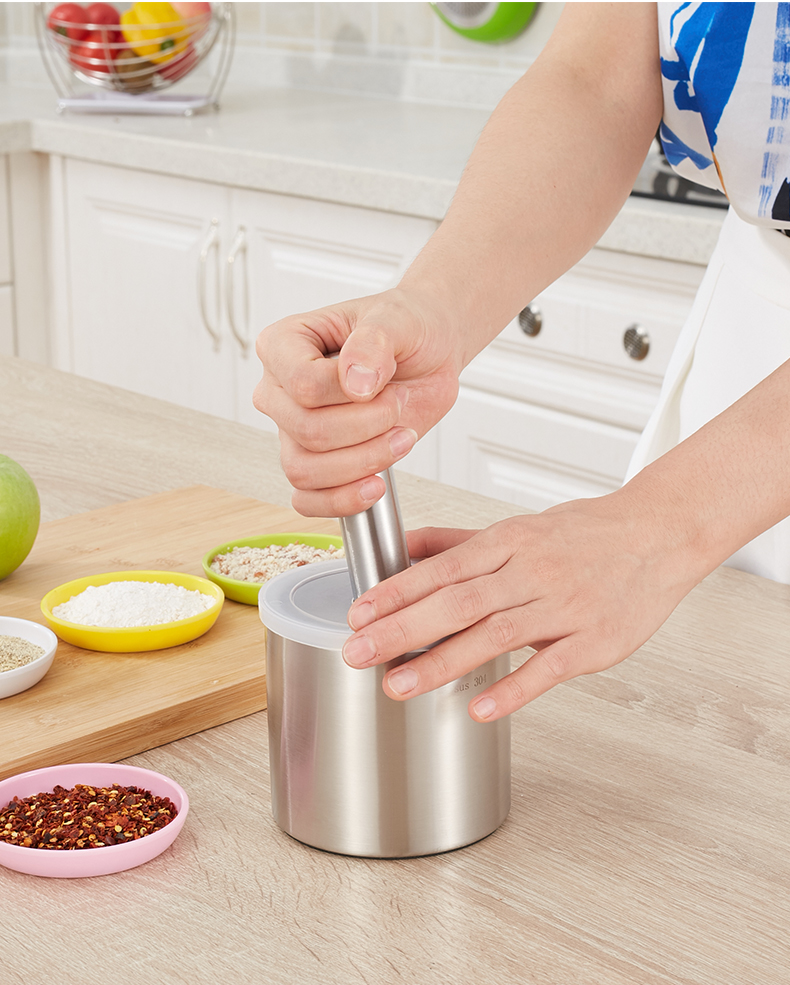 碾磨器手动不锈钢捣蒜器捣药罐蒜泥神器研磨器碾磨中药粉碎捣碎器单个