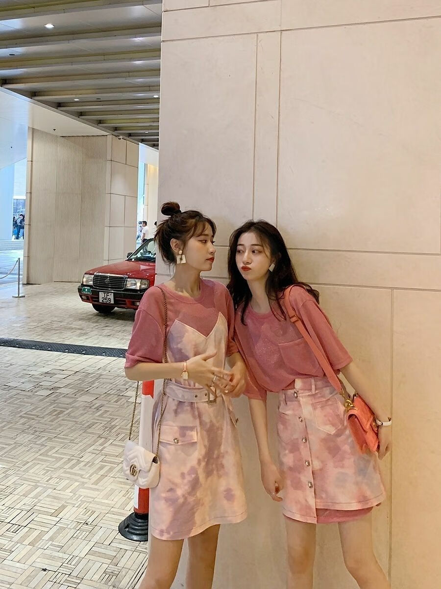特价夏季闺蜜装连衣裙裙子女2022新款两t恤裙闺蜜连衣裙套装裙洋气很