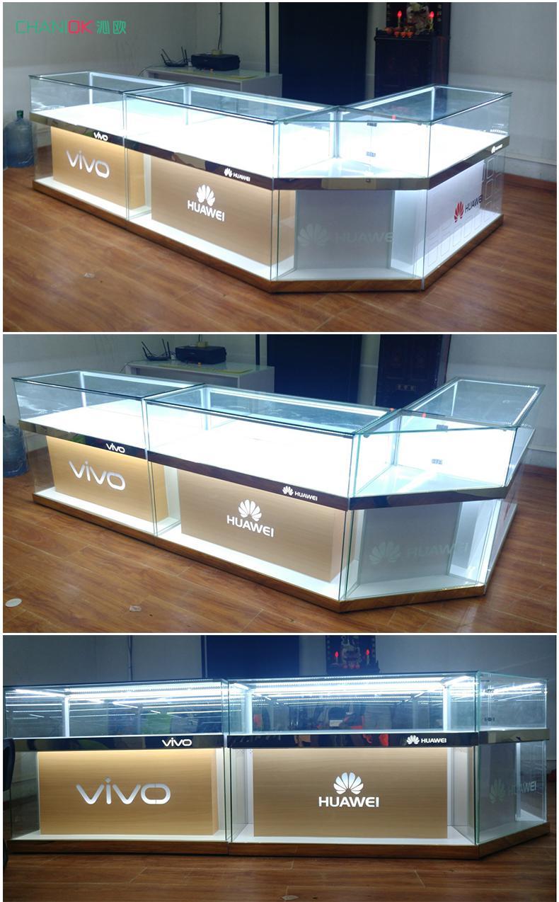 厅玻璃展柜受理台体验台2022款沁欧铁质木纹手机柜具体运费咨询客服