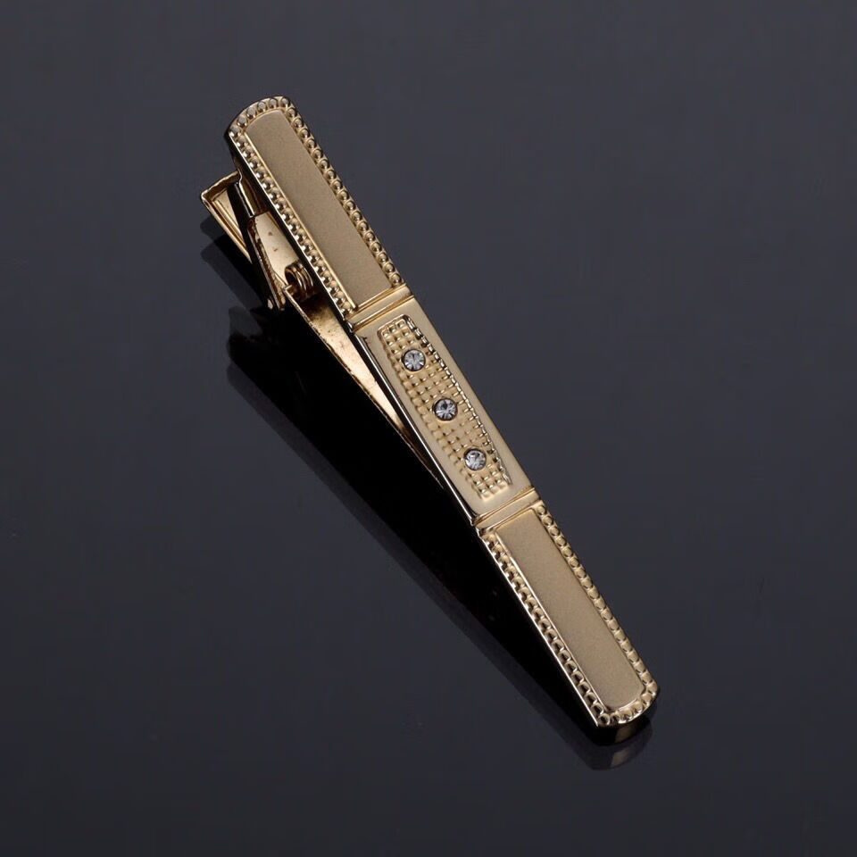 仓梵领带夹金色ck钻石精品铜不褪色商务男领夹保安职业礼盒装收藏优先