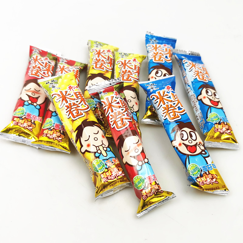 旺旺开心米果卷750g糙米卷儿童零食膨化食品大米粉点心整箱6斤番茄味