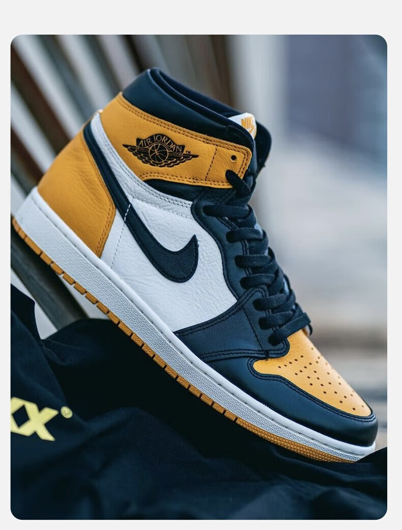 nike耐克 air jordan 1 high aj1黑黄脚趾出租车男2f女潮流复古高帮