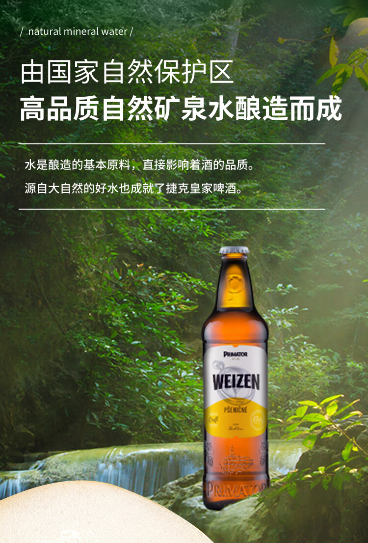 啤酒捷克精酿外国进口原浆白啤瓶装整箱白啤酒weizen 小麦6瓶(4月新
