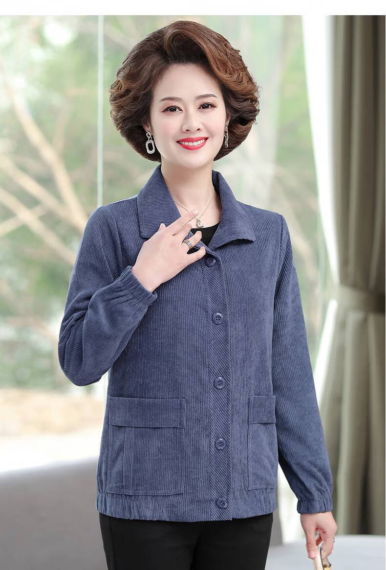 俞兆林妈妈装夹克灯芯绒短款外衣4050岁中女休闲春秋装中老年人外套
