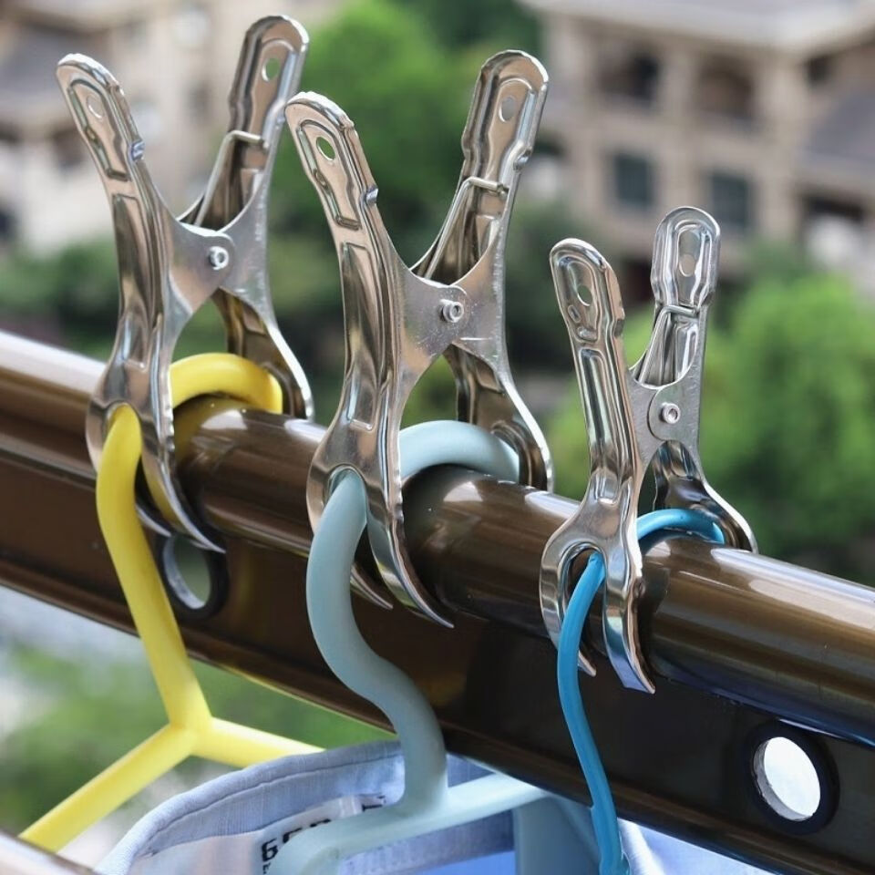 工厂现发不锈钢强力大号开口夹子固定晒衣架家用晾衣夹防风防滑多功能