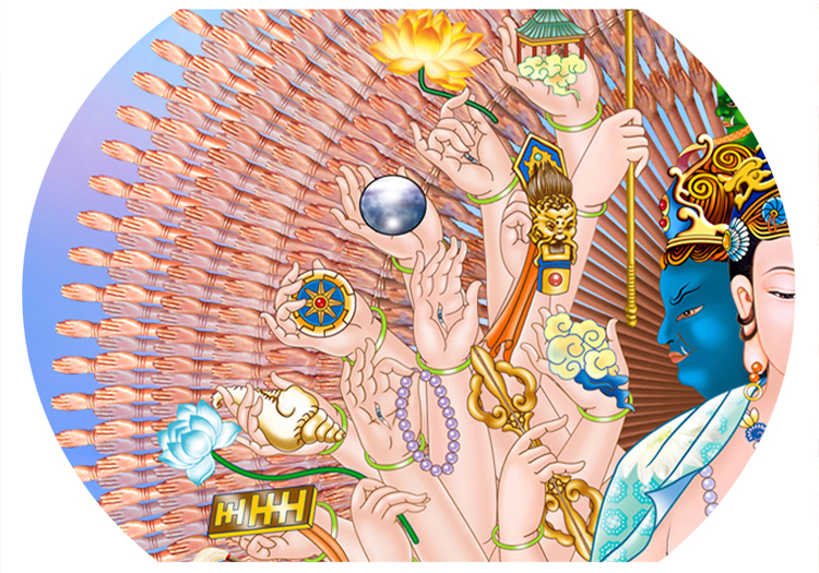 结缘南无观世音菩萨佛像画千手观音画像相框立架摆台挂画框嘉智鹤 24