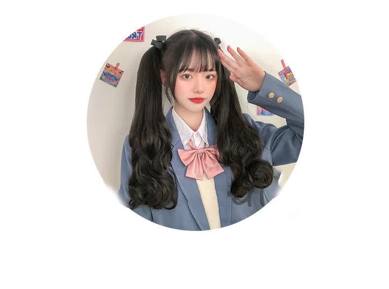 2022新款绑带式马尾假发lolita双马尾假发女夏cos绑带式长卷发日系