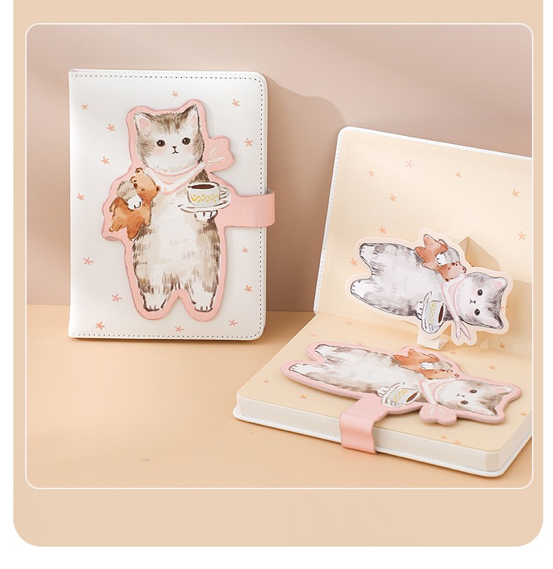 b6猫咪磁扣本手账本超萌笔记本子文艺精致可爱少女心创意日系手帐本