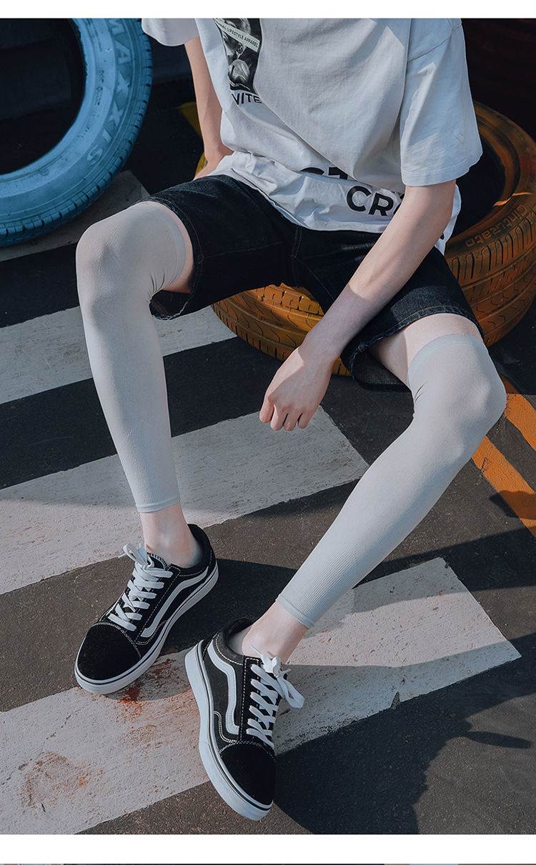 防晒小腿套男冰丝夏天遮纹身腿部防晒腿套男过膝冰丝套腿袖女腿袜护腿