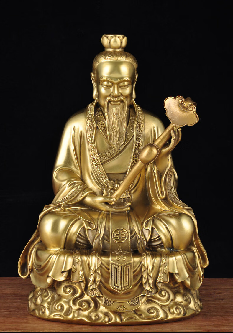 全铜三清道祖神像摆件佛堂寺庙供奉元始天尊道教祖师爷铜像工艺品 40