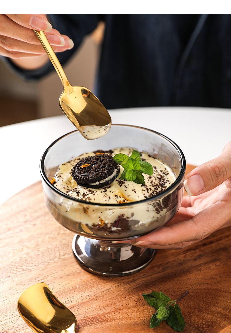 舍里网红冰淇淋杯玻璃高脚甜品杯子家用雪糕杯奶昔杯酸奶杯水果杯