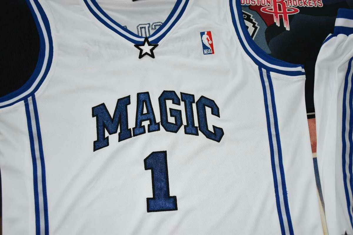 滕讯体育nba专营魔术队麦迪1号刺绣球衣麦蒂蓝色 白色密绣篮球服复古