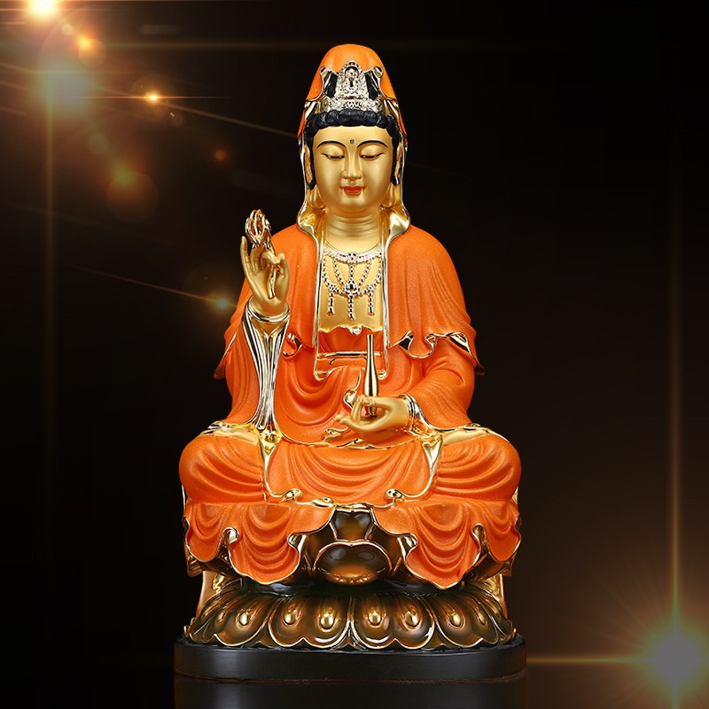 圆通佛具观音佛像台湾纯铜鎏金观音菩萨像地藏王菩萨佛像摆件48厘米