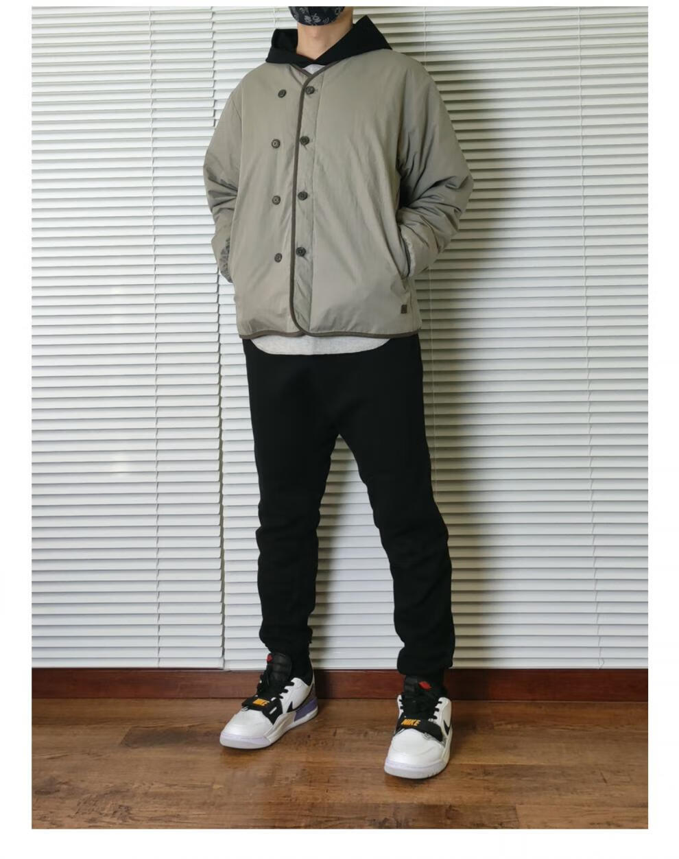 南极人(nanjiren)无领服男 陈冠希同款潮牌外套男90白鸭绒短款轻薄