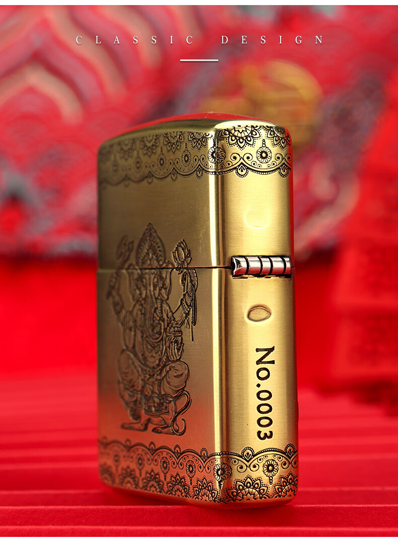 zippo原装打火机 浮雕防风煤油打火机男士送礼 象头财神天【图片 价格