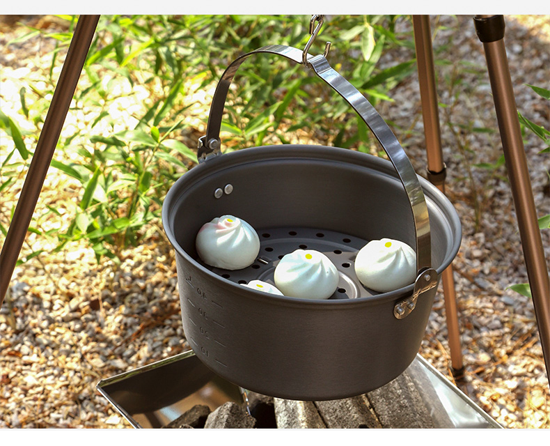 自驾游大蒸锅大吊锅9l篝火大锅610人野炊锅35人4升中锅吊蒸锅2升小