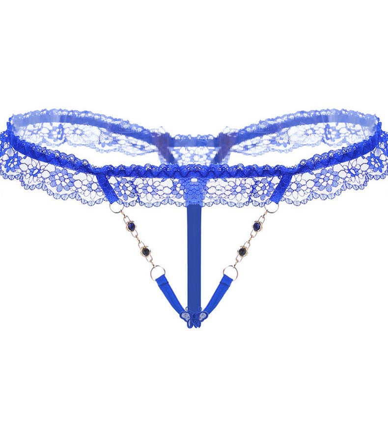 保密发货大码钻石丁字裤性感蕾丝全透明火辣镂空情趣内裤女士开档t裤