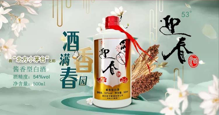 酱香型白酒53度迎春酒廊坊特产口粮酒食酒高粱小麦高度酒酱酒 500ml*1