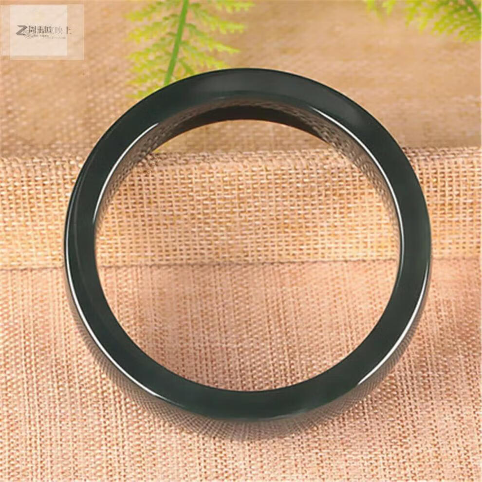 送证书男士玉手镯和田黑青玉宽方条手镯天·然玉石青黑色镯子天·然