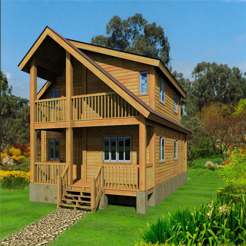 景区度假木屋带楼梯防腐木木屋别墅定做户外农家乐小木屋公园景区实木