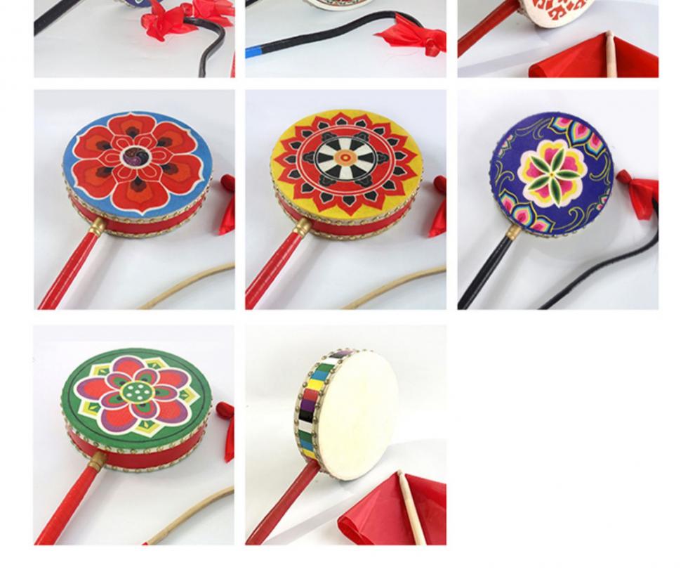 曲漾太平鼓扇子鼓女儿鼓手鼓童心鼓韵舞蹈道具儿童表演出鼓藏族热巴鼓