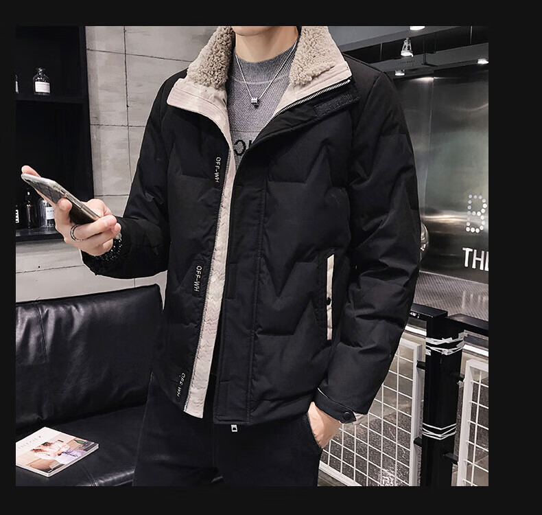 海澜之家海澜优选羽绒服男士2022年新款轻薄款冬装保暖短款毛领外套