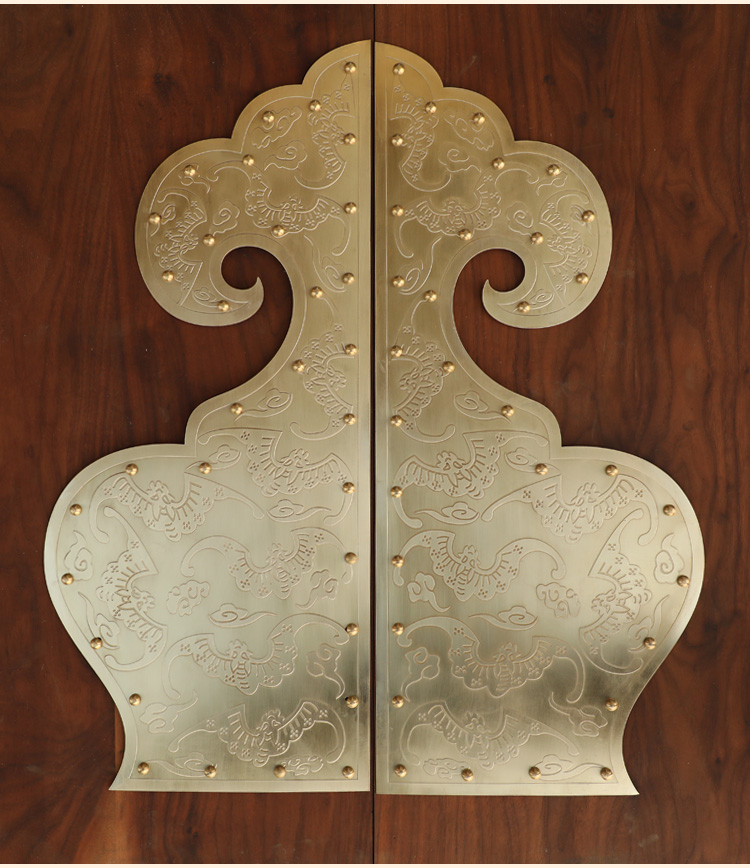 中式仿古实木门纯铜包角全铜对开门如意葫芦角码大门铜条配件装饰 梅