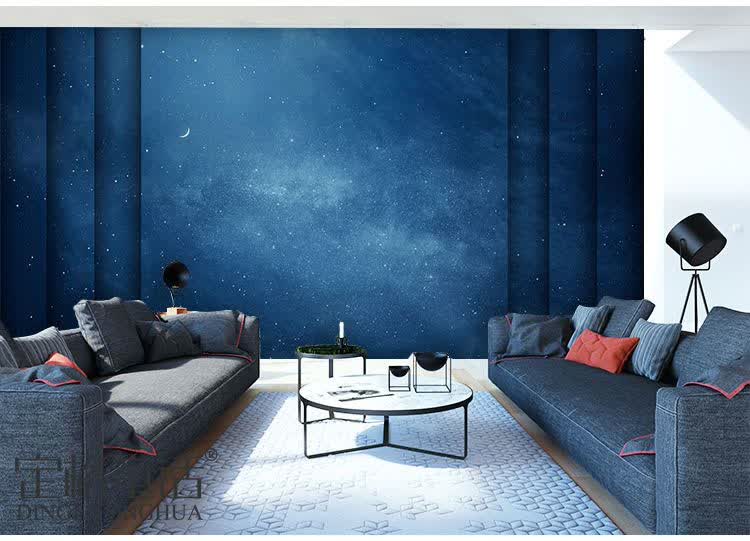 星空顶主题壁纸宇宙夜空ktv酒吧房间私人影院天花板吊顶装饰墙纸整张