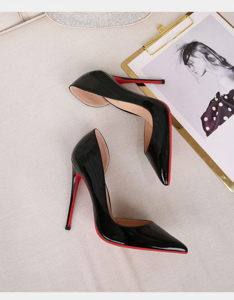 红底高跟鞋2022夏季新款侧空高跟鞋女细跟设计感小众气质名媛红底床上