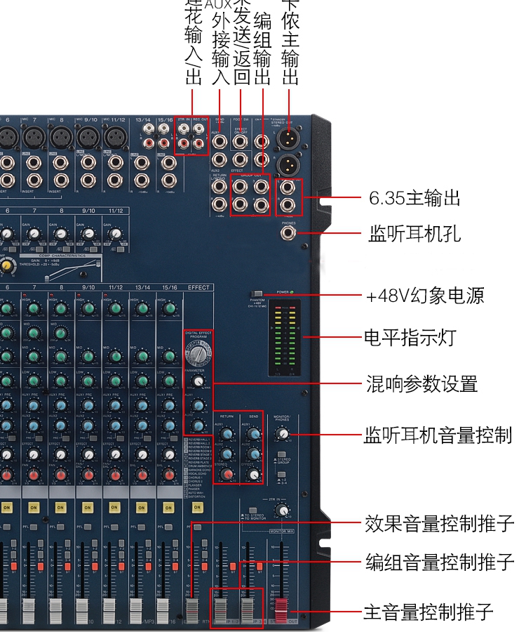 mg166cx调音台8路12路16路带效果器带编组舞台演出ktv婚庆 mg124cx 12